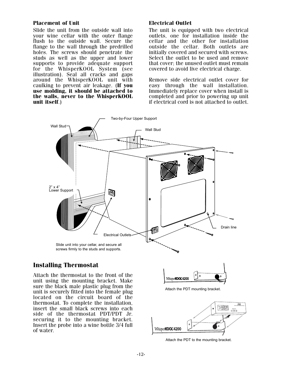 Installing thermostat | WhisperKool 17-1103 User Manual | Page 14 / 36