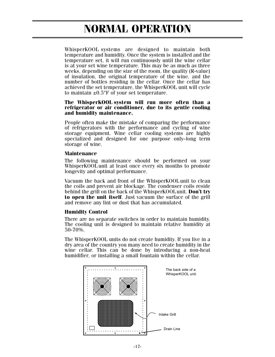 Normal operation | WhisperKool 17-1103 User Manual | Page 19 / 36