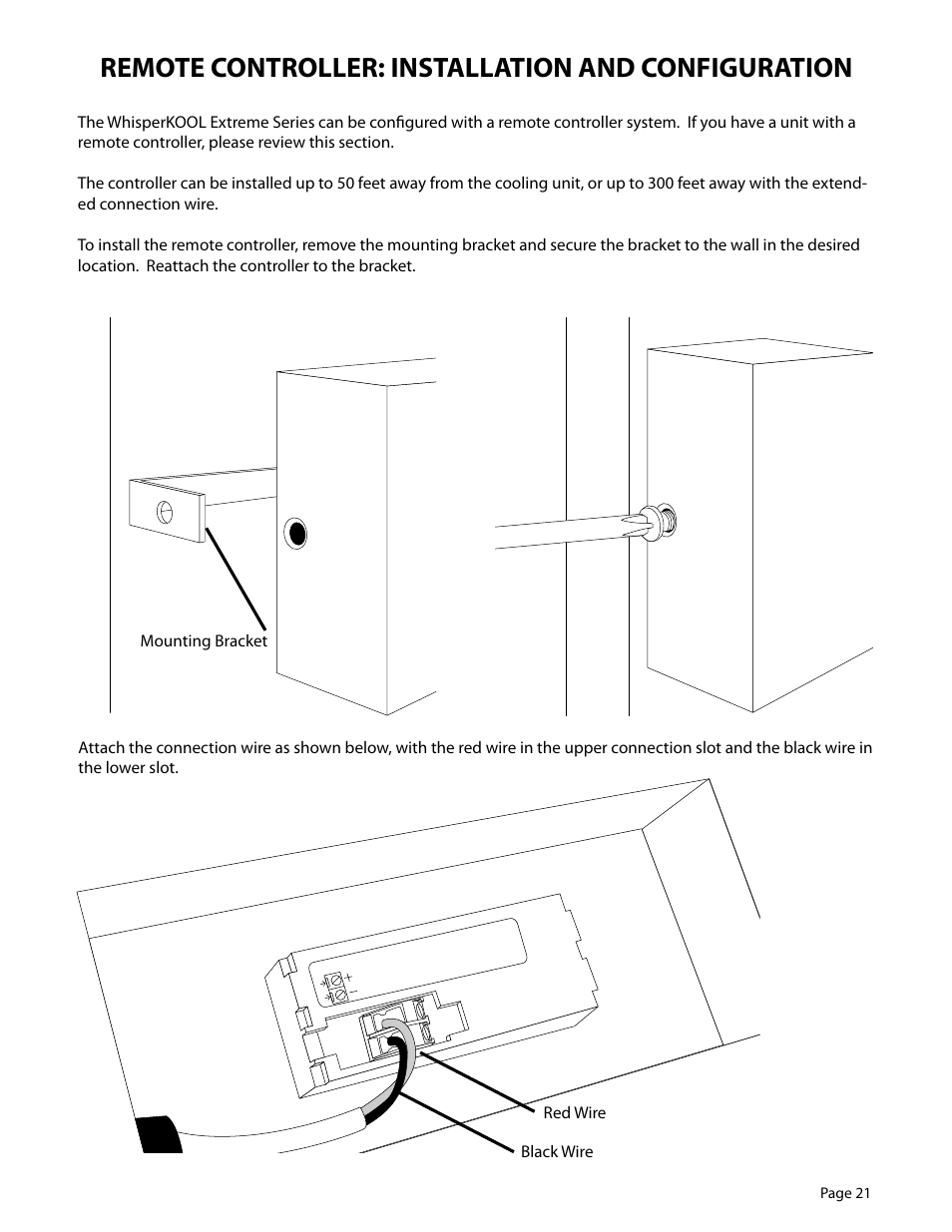 Remote controller: installation and configuration | WhisperKool EXTREME 5000TIR User Manual | Page 21 / 42