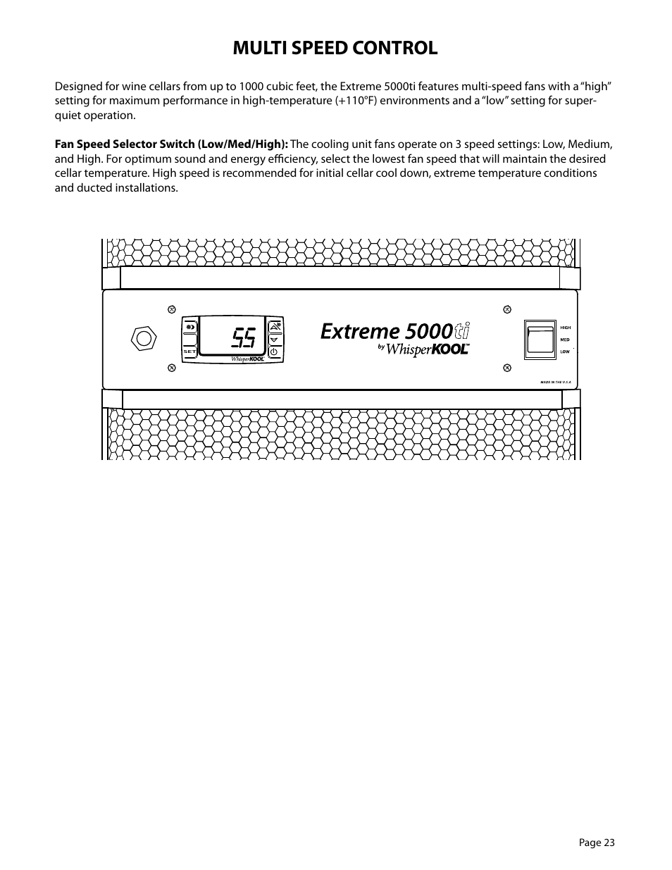 Multi speed control | WhisperKool EXTREME 5000TIR User Manual | Page 23 / 42