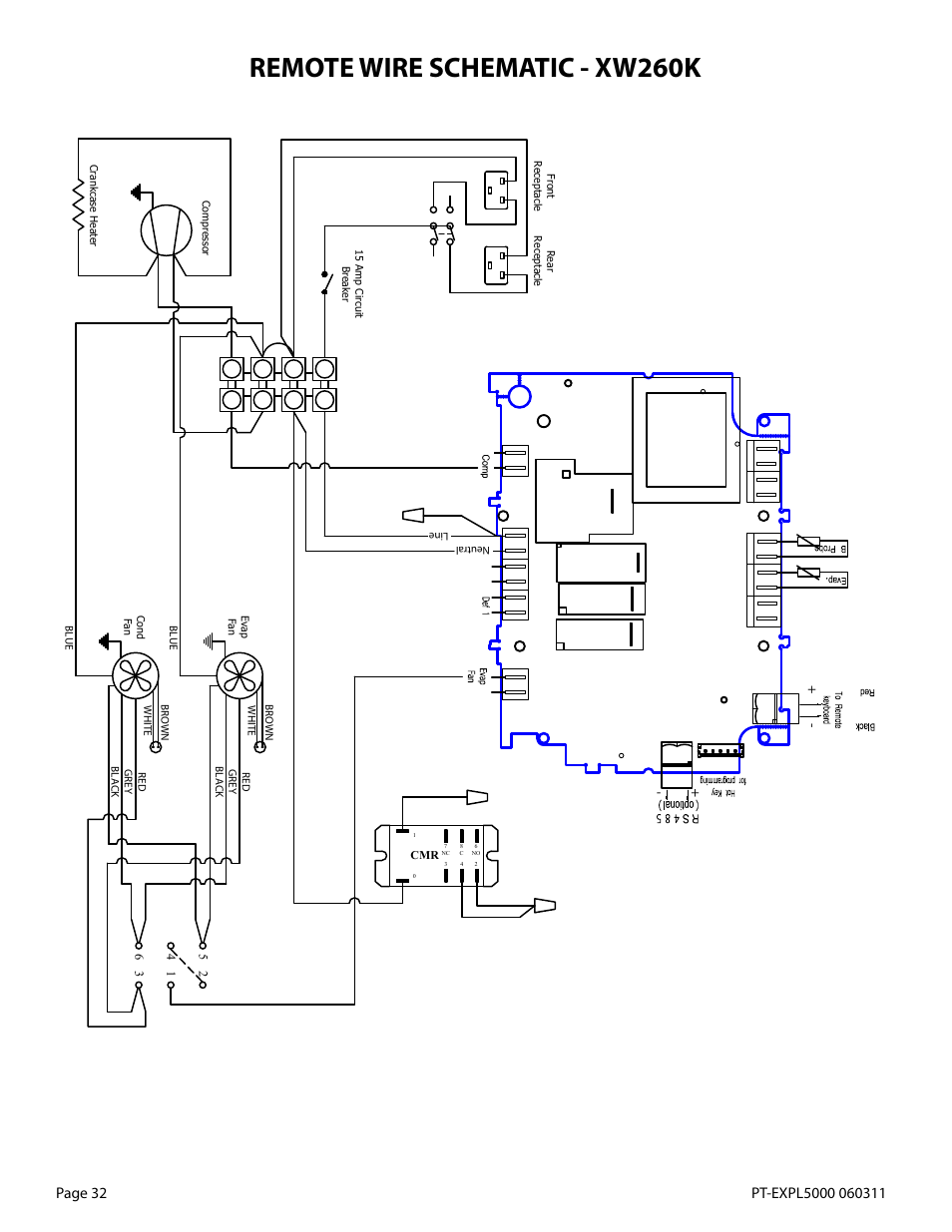 Remote wire schematic - xw260k | WhisperKool EXTREME 5000TIR User Manual | Page 32 / 42