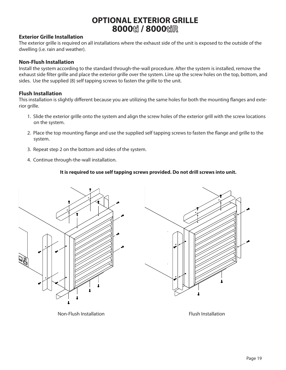 Optional exterior grille | WhisperKool 5000 User Manual | Page 21 / 50