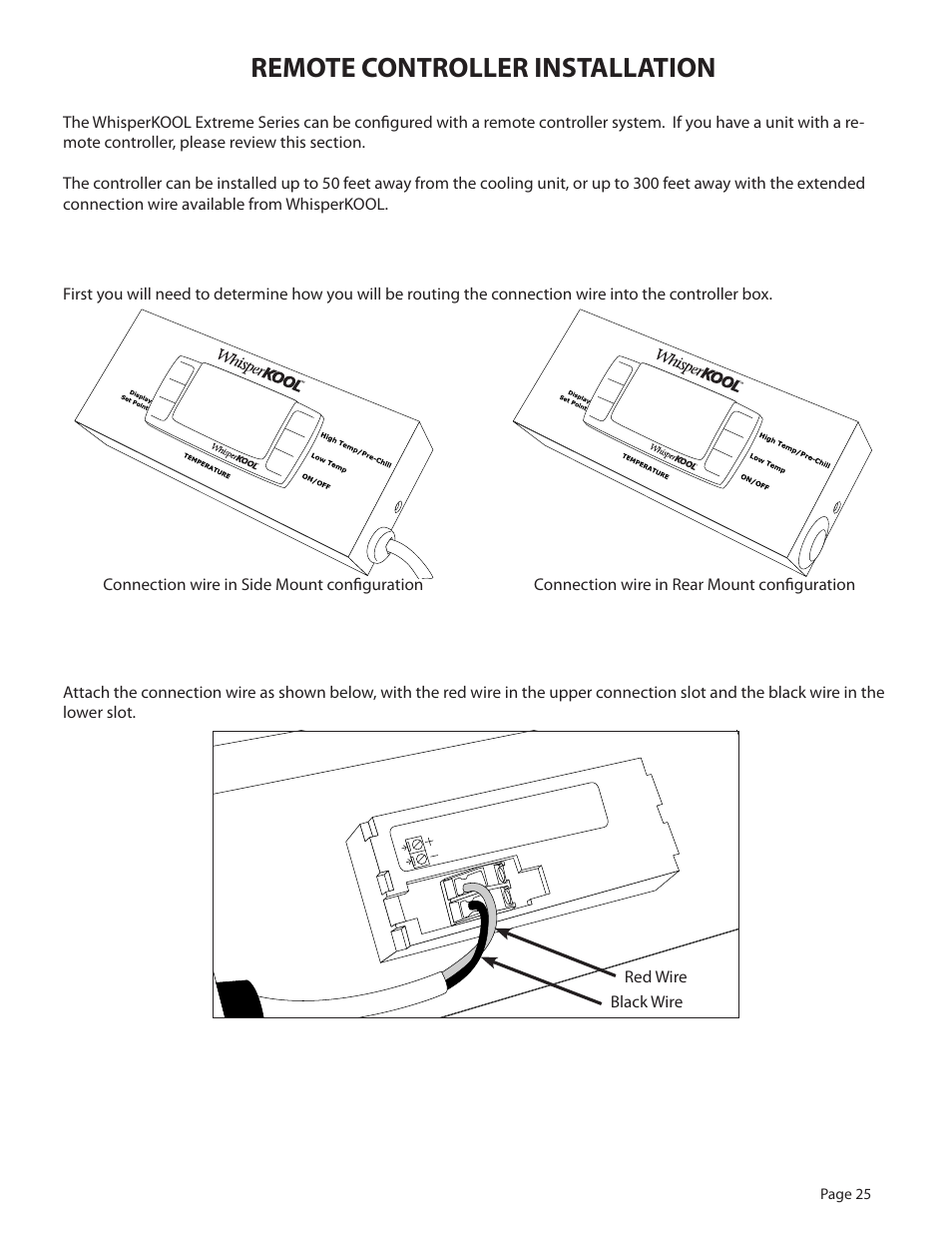 Remote controller installation | WhisperKool 5000 User Manual | Page 27 / 50