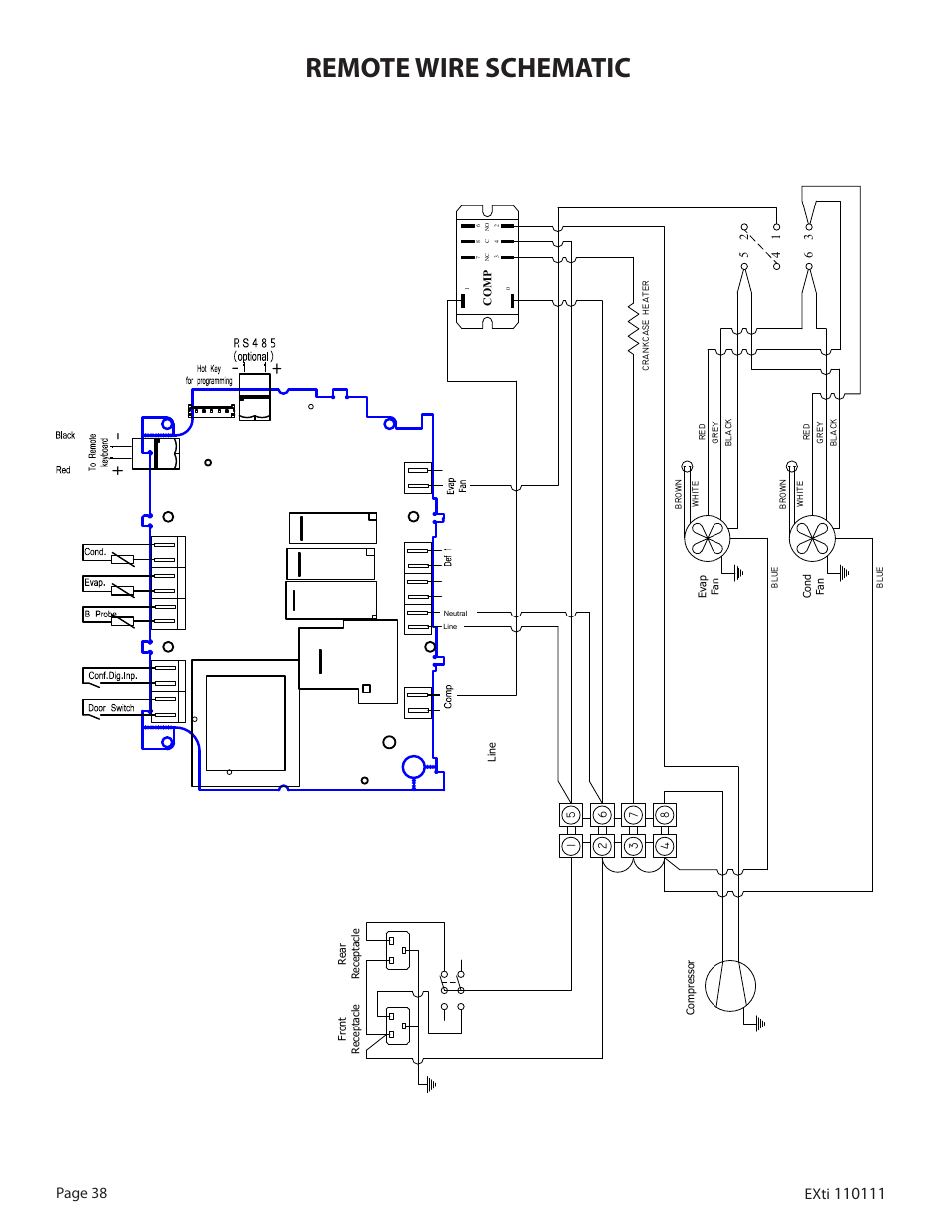 Remote wire schematic, Page 38 exti | WhisperKool 5000 User Manual | Page 40 / 50