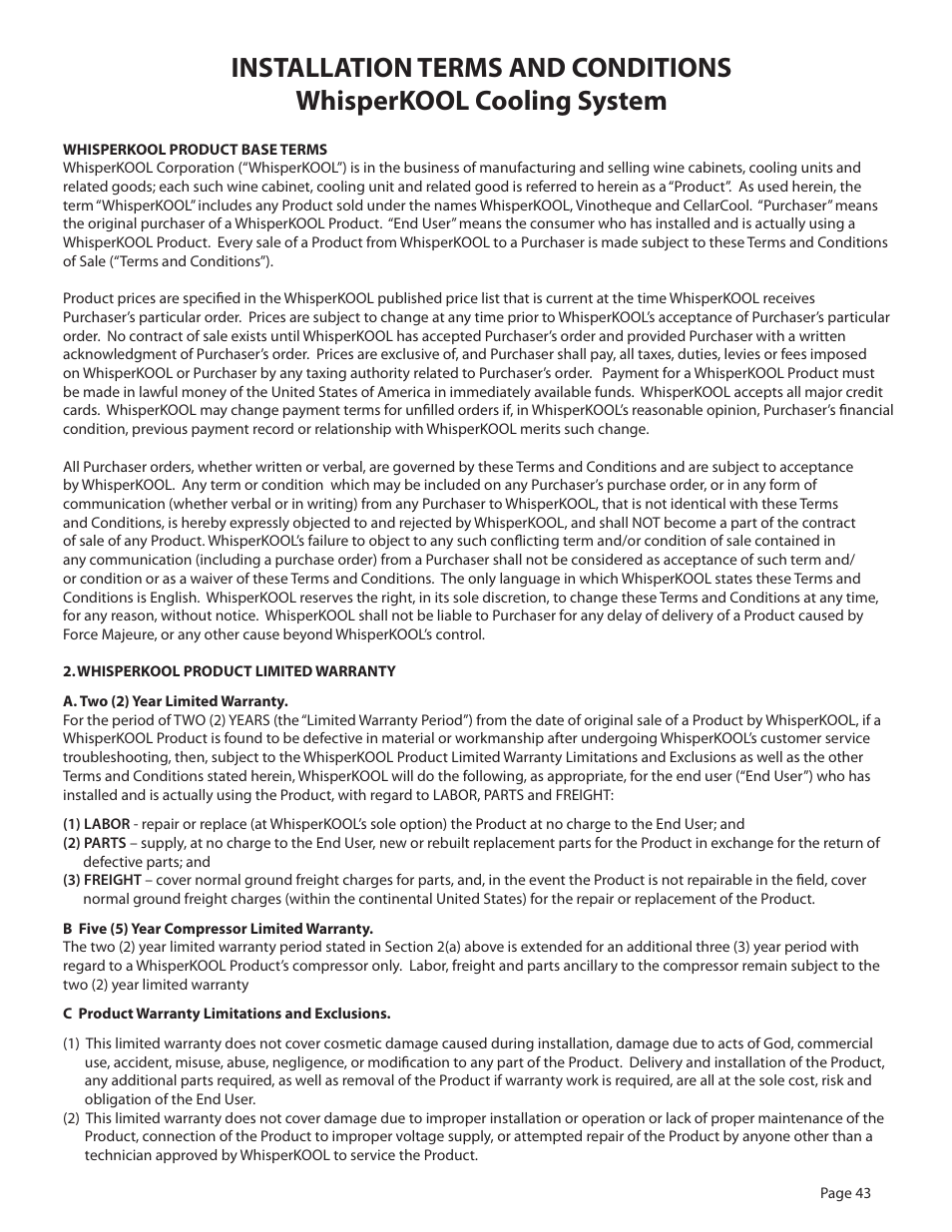 WhisperKool 5000 User Manual | Page 45 / 50