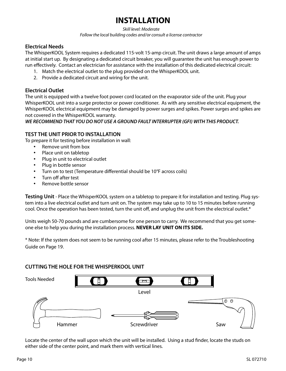 Installation | WhisperKool Slimline 2500 User Manual | Page 10 / 26