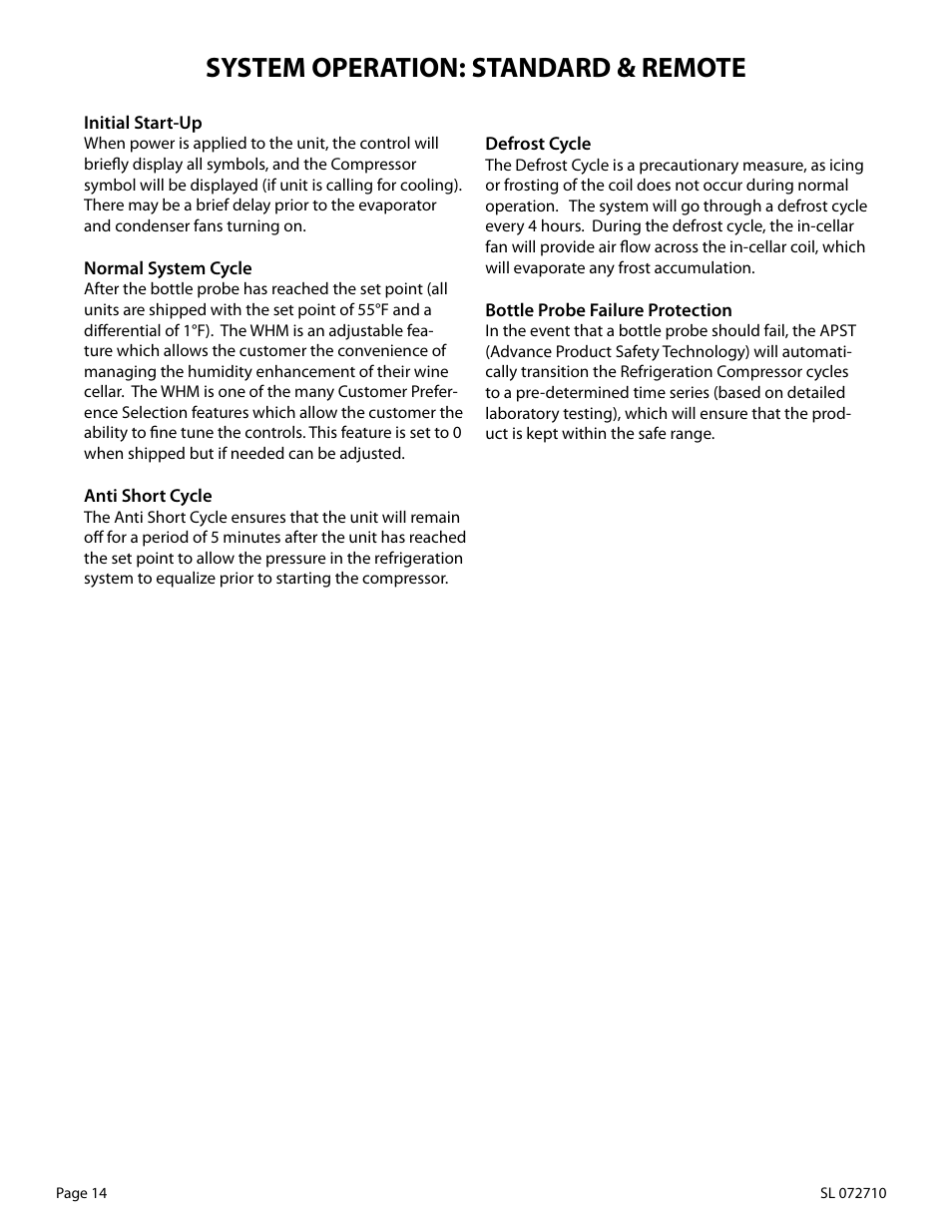 System operation: standard & remote | WhisperKool Slimline 2500 User Manual | Page 14 / 26