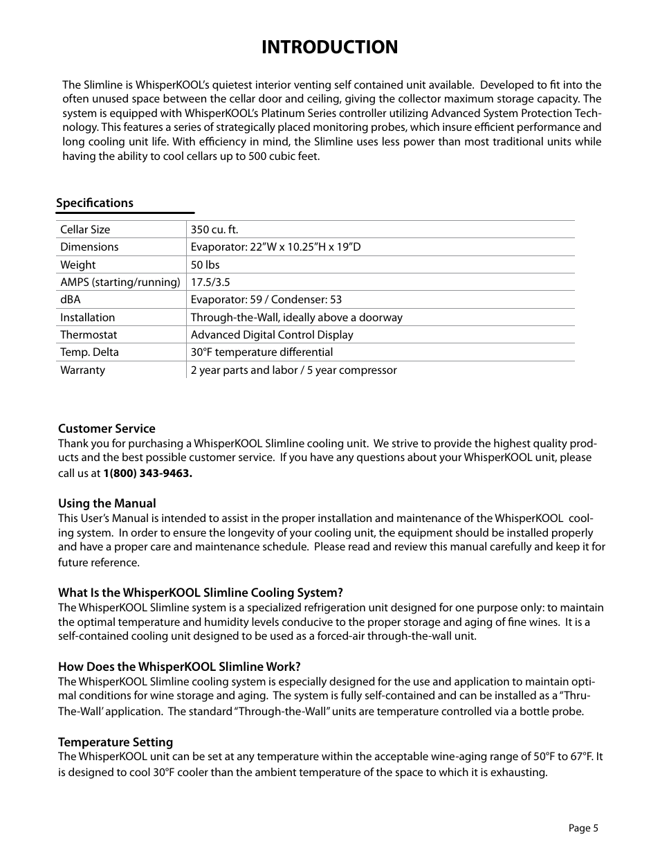 Introduction | WhisperKool Slimline 2500 User Manual | Page 5 / 26