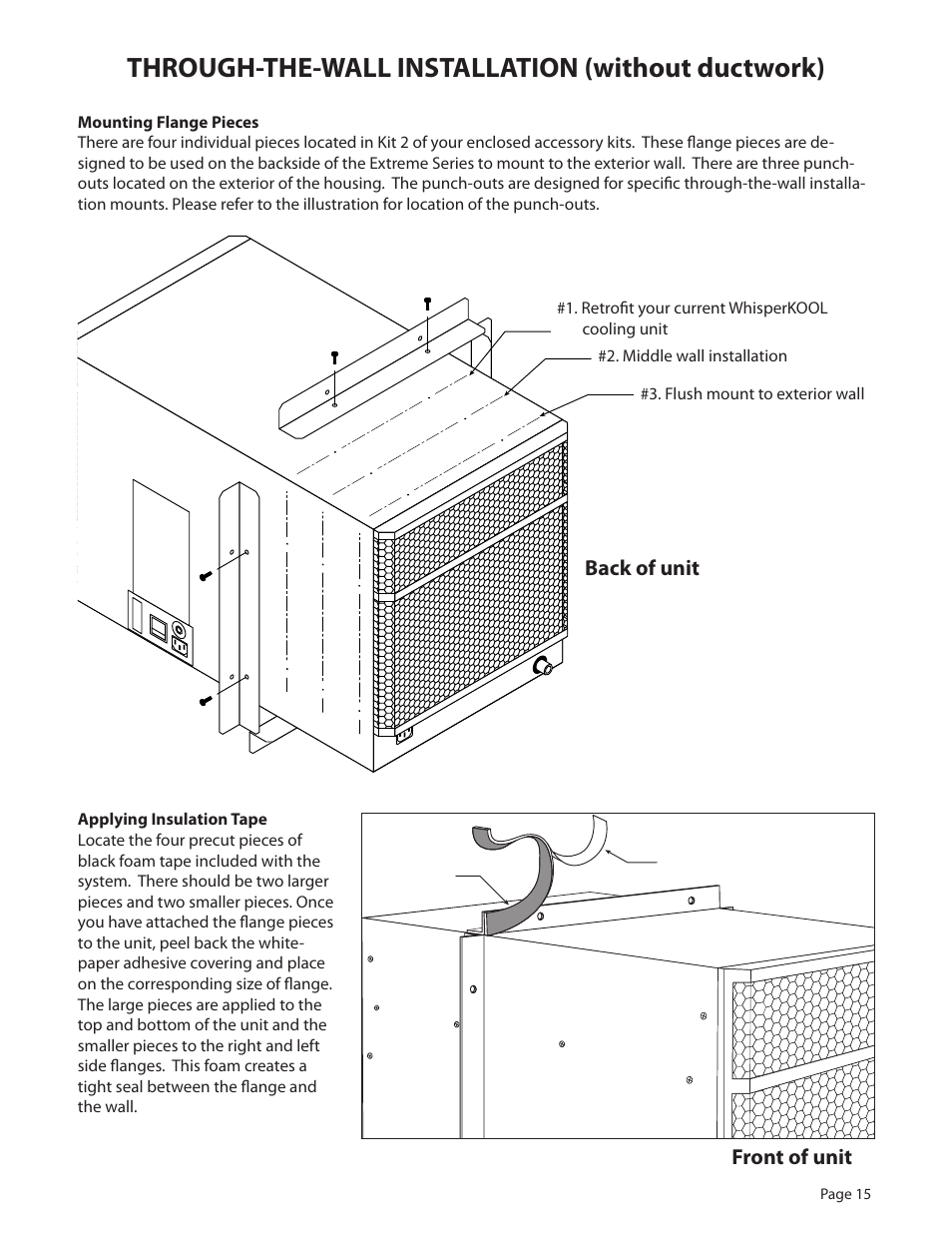 Through-the-wall installation (without ductwork) | WhisperKool PLATINUM 8000 User Manual | Page 15 / 39