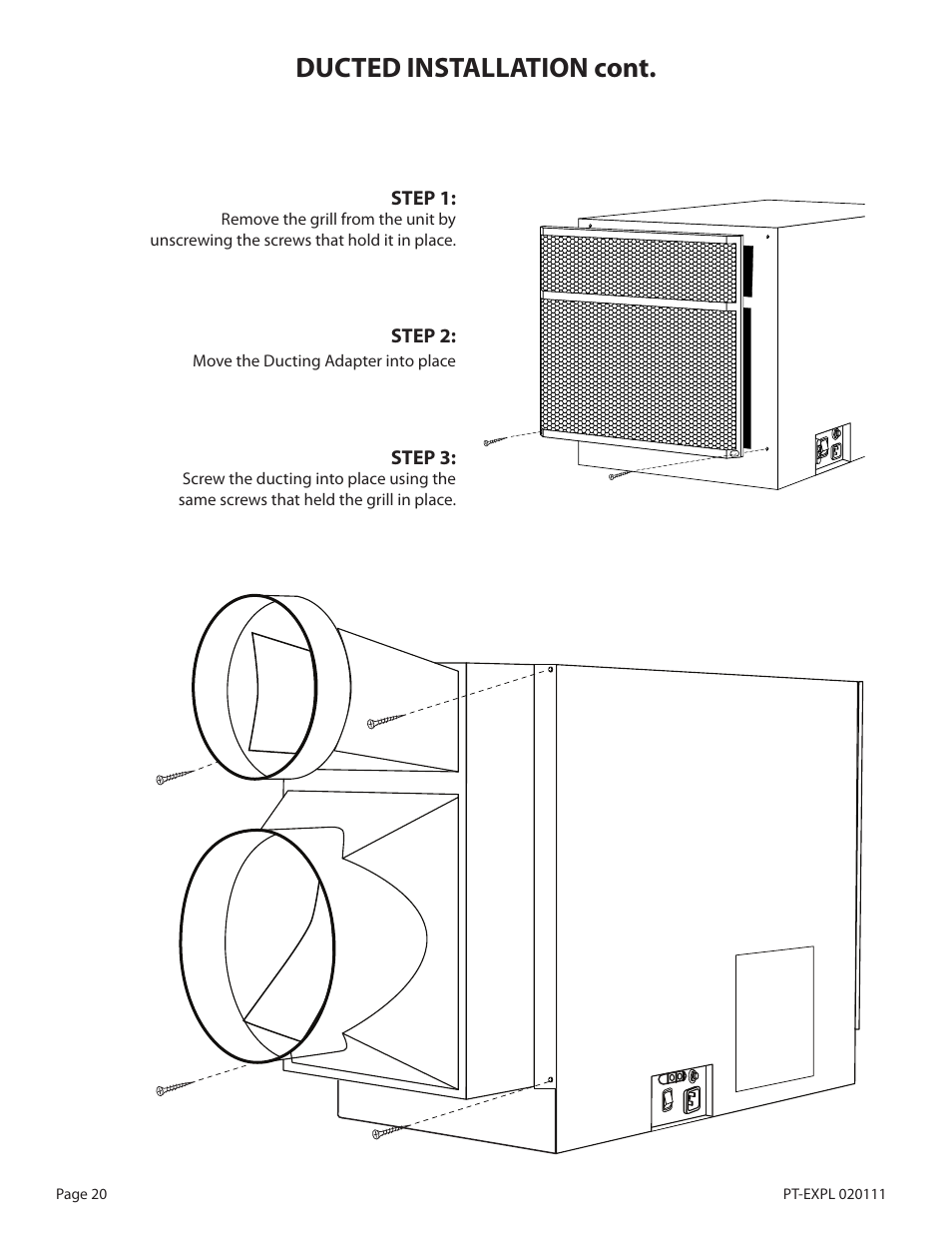 Ducted installation cont | WhisperKool PLATINUM 8000 User Manual | Page 20 / 39