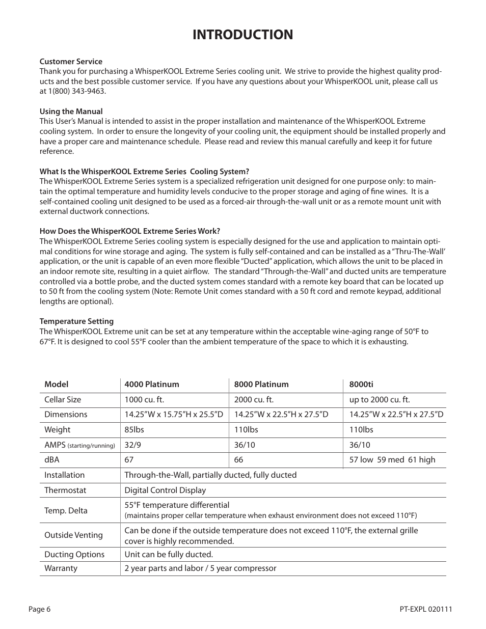 Introduction | WhisperKool PLATINUM 8000 User Manual | Page 6 / 39