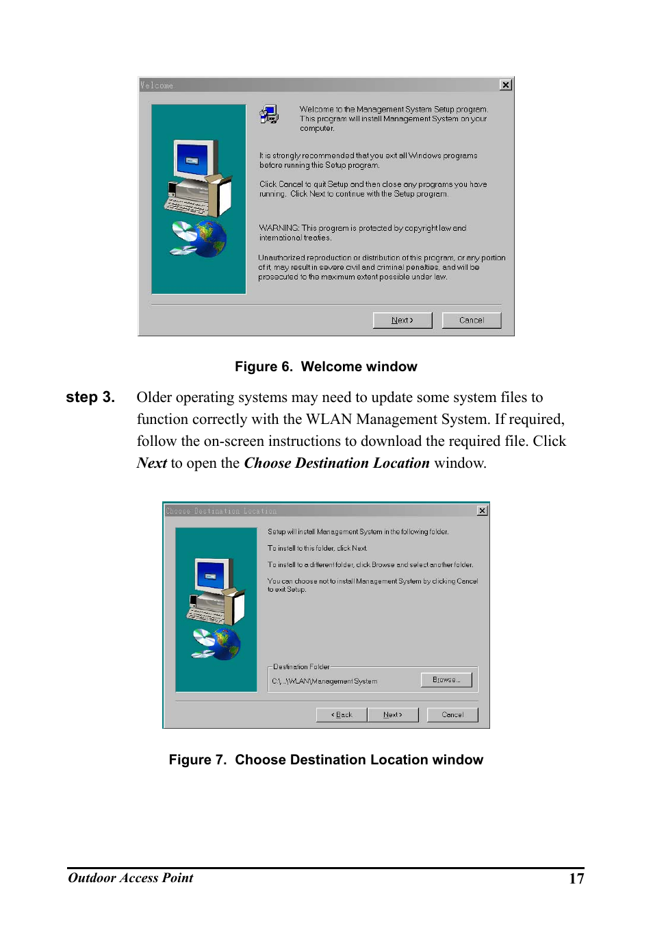 Igure, Elcome window, Hoose | Estination, Ocation window | WHP Wireless WHP-1100 User Manual | Page 23 / 57