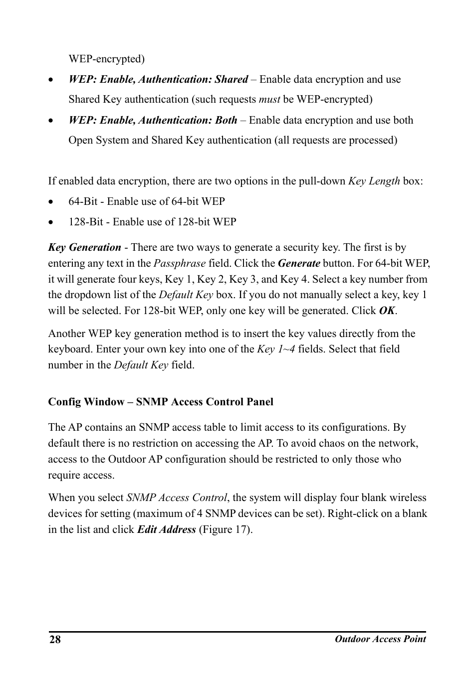 Config window – snmp access control panel | WHP Wireless WHP-1100 User Manual | Page 34 / 57