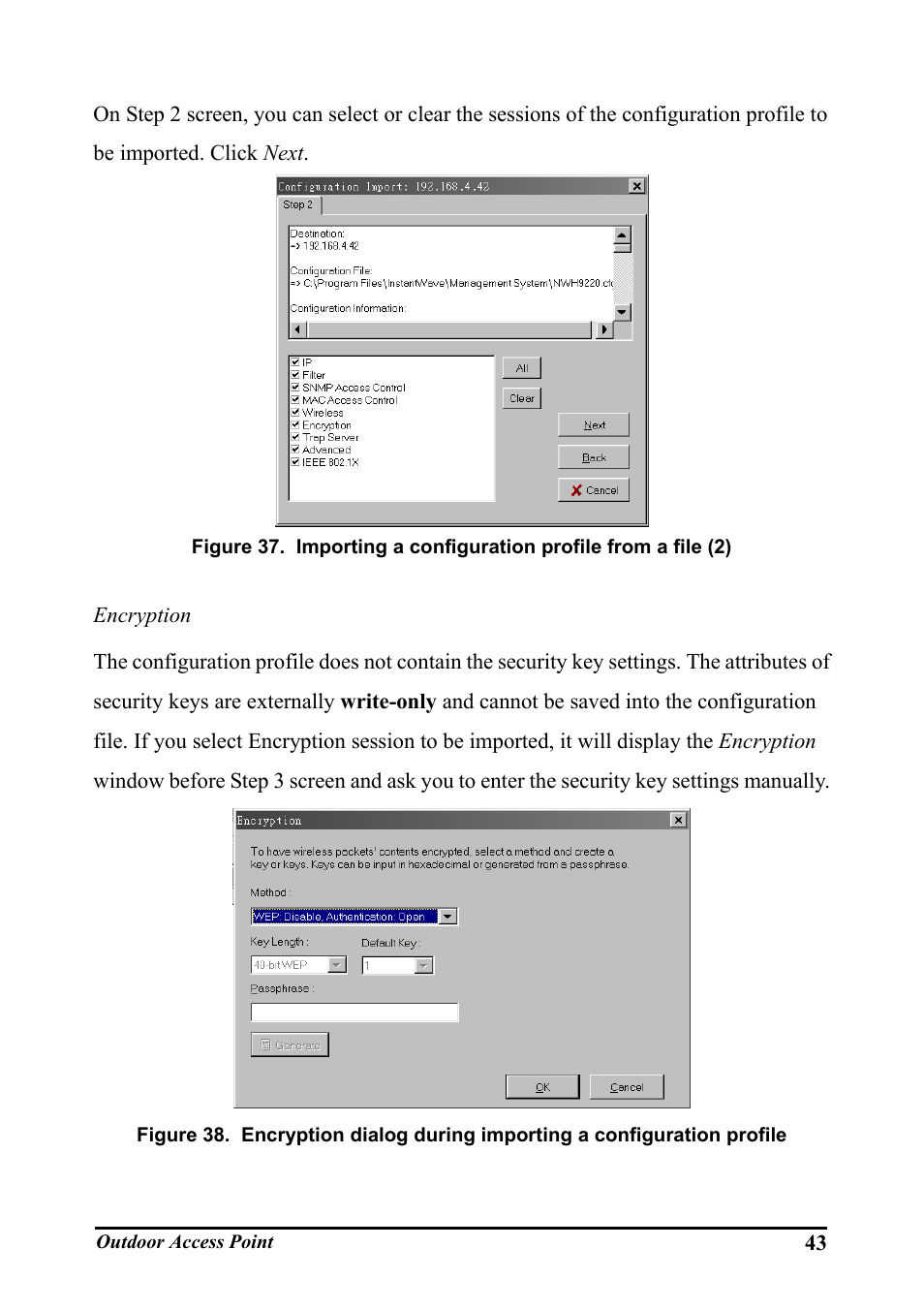 Igure, Mporting a configuration profile from a file | WHP Wireless WHP-1100 User Manual | Page 49 / 57