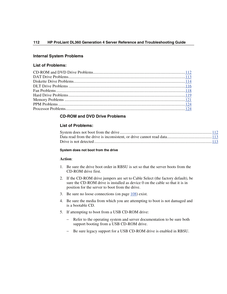 Internal system problems | WHP Wireless DL360 User Manual | Page 112 / 246