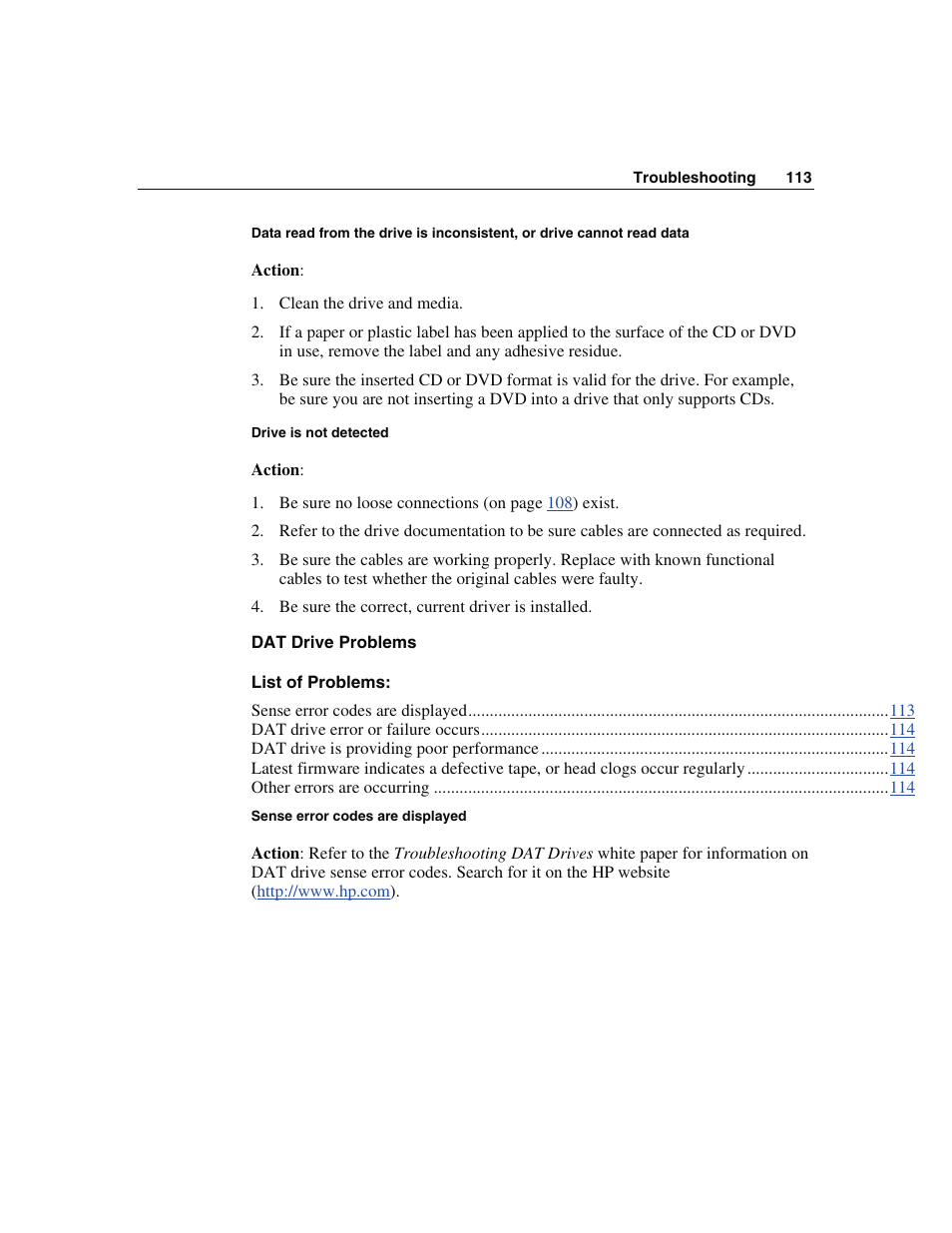 Or drive cannot read data | WHP Wireless DL360 User Manual | Page 113 / 246