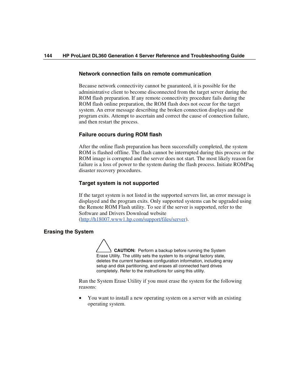 Erasing the system | WHP Wireless DL360 User Manual | Page 144 / 246