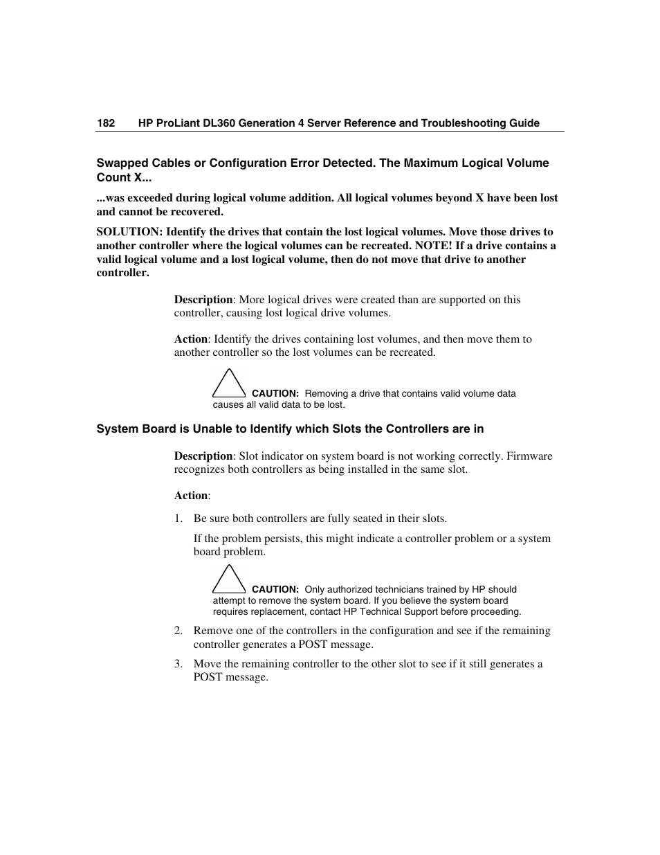 Logical volume count x | WHP Wireless DL360 User Manual | Page 182 / 246