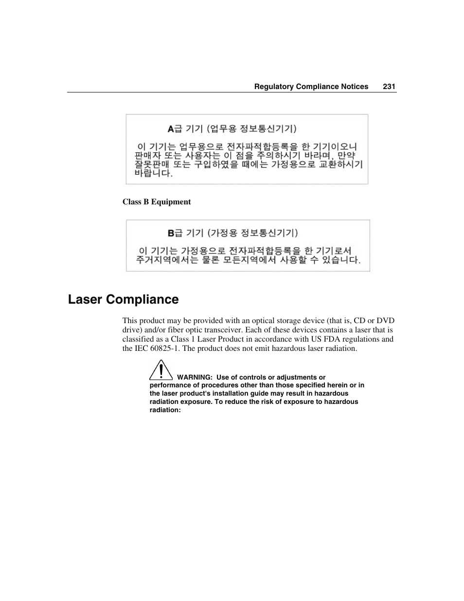 Laser compliance | WHP Wireless DL360 User Manual | Page 231 / 246