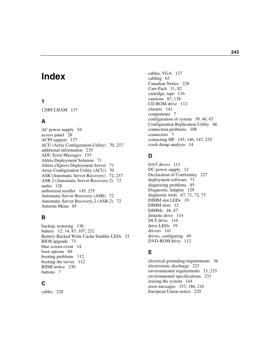 Index, Index 243 | WHP Wireless DL360 User Manual | Page 243 / 246