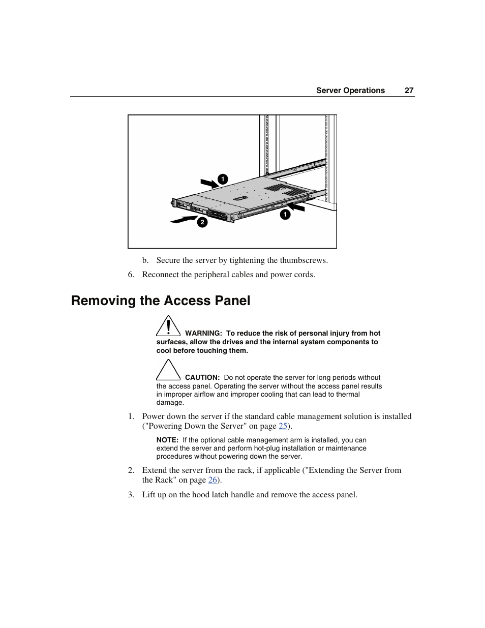 Removing the access panel | WHP Wireless DL360 User Manual | Page 27 / 246