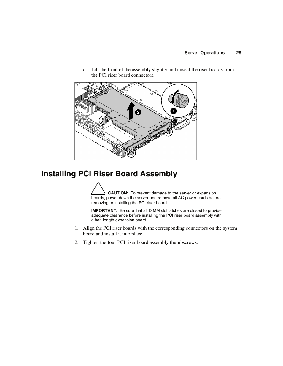 Installing pci riser board assembly | WHP Wireless DL360 User Manual | Page 29 / 246