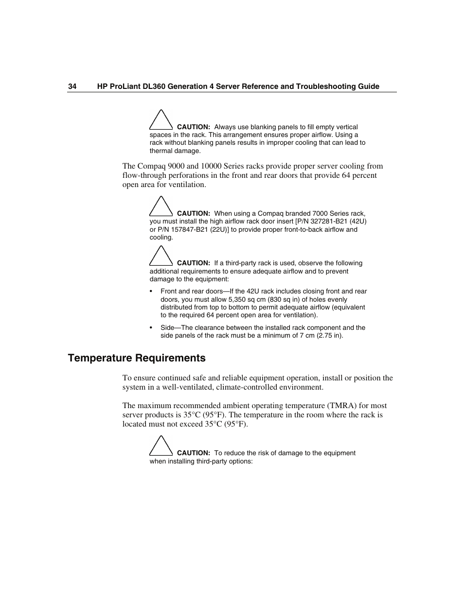 Temperature requirements | WHP Wireless DL360 User Manual | Page 34 / 246