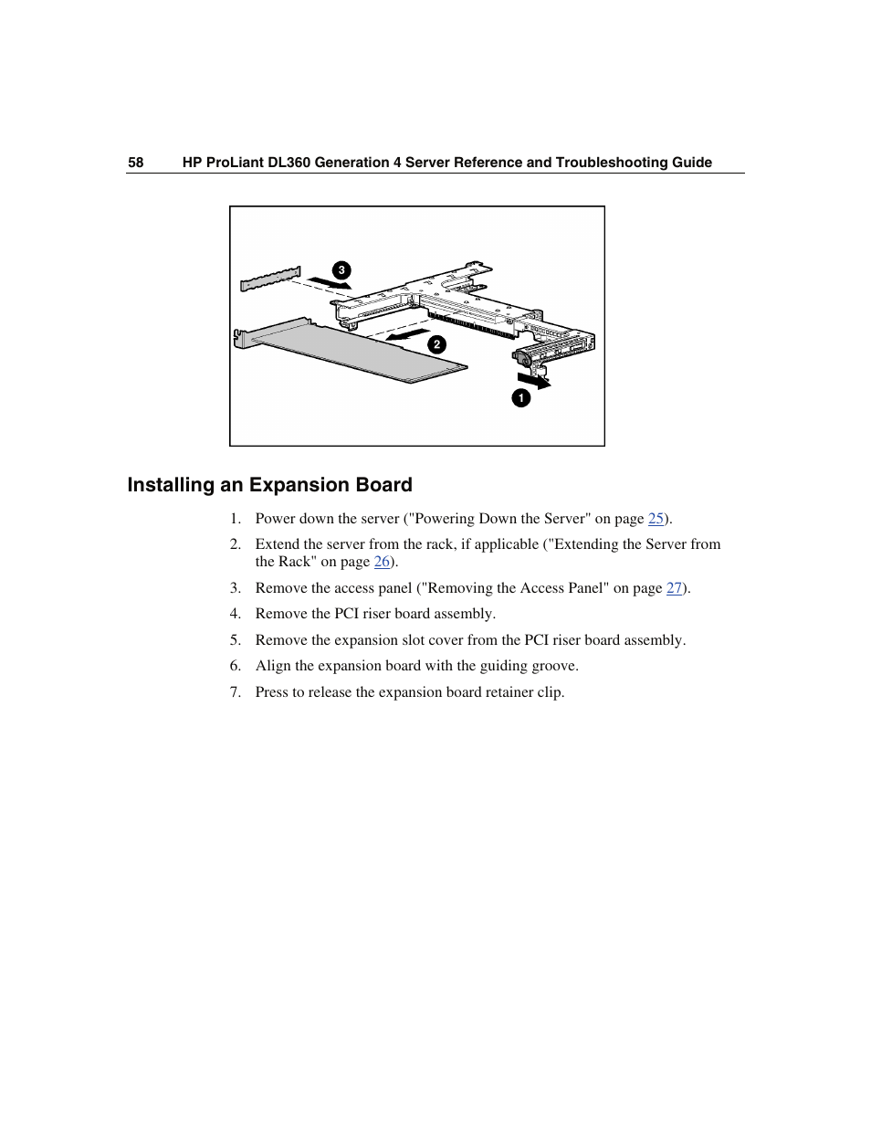 Installing an expansion board | WHP Wireless DL360 User Manual | Page 58 / 246
