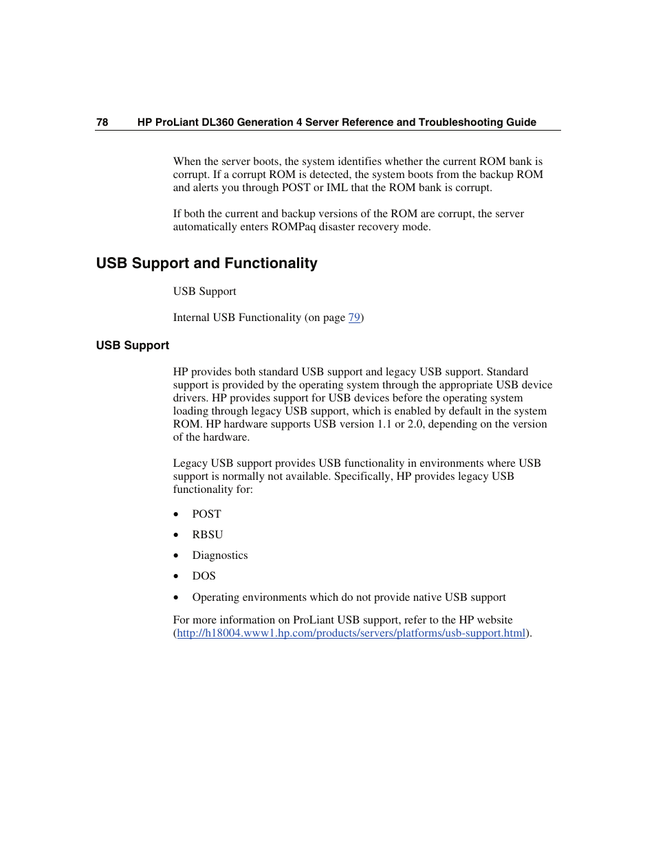 Usb support and functionality, Usb support | WHP Wireless DL360 User Manual | Page 78 / 246