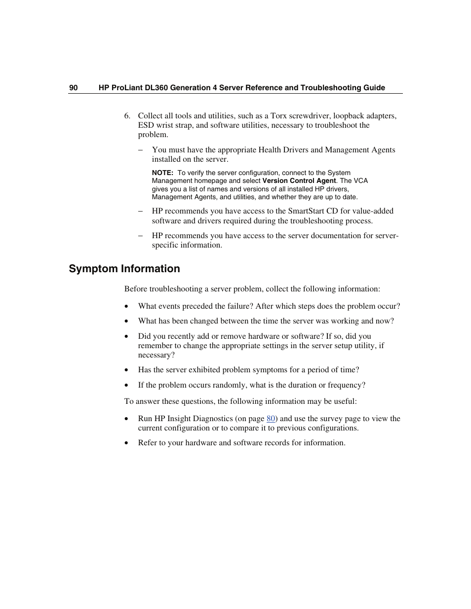 Symptom information | WHP Wireless DL360 User Manual | Page 90 / 246