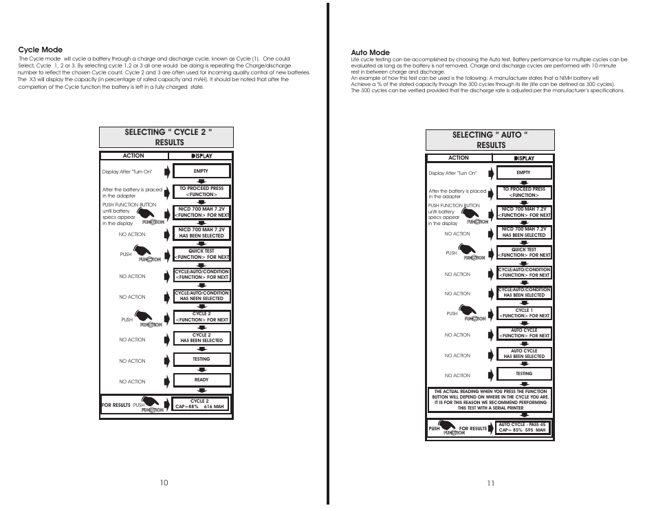 Selecting “ cycle 2 “ results, Selecting “ auto “ results | W & W Manufacturing X3 & X6 User Manual | Page 10 / 10