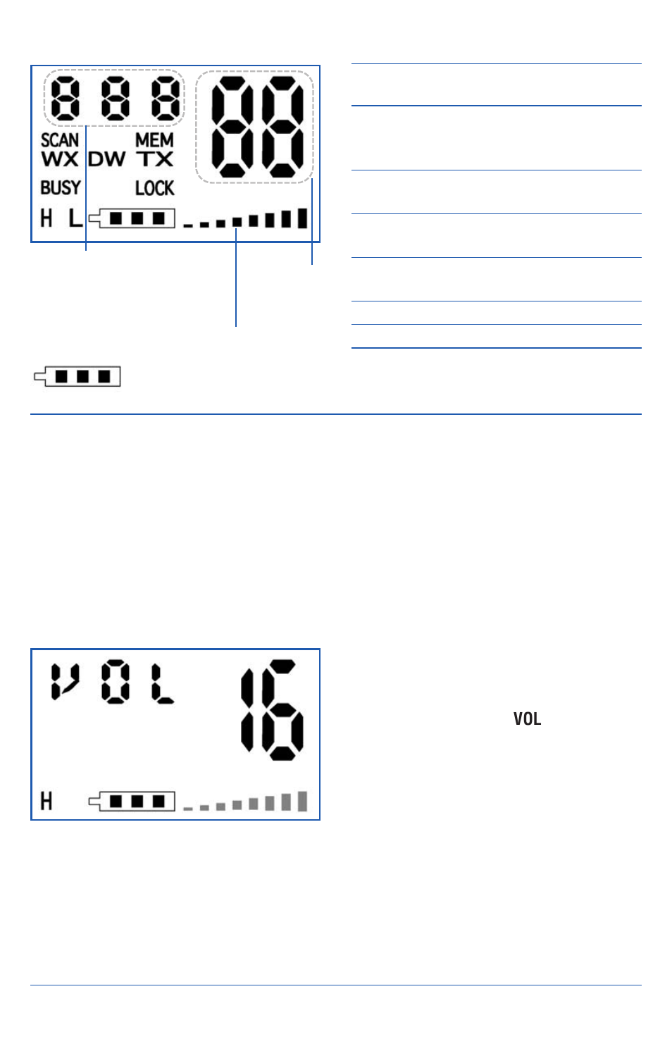 Lcd description, Turning the radio on, Adjusting the volume | West Marine VHF50 User Manual | Page 3 / 20