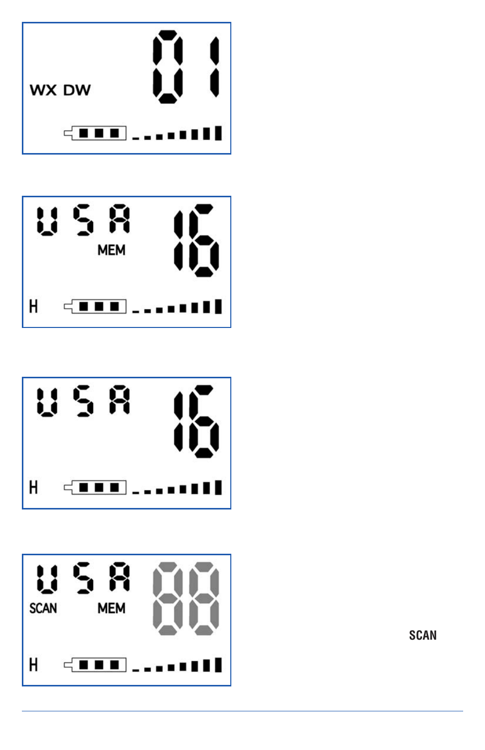 Scanning channels, Scan mode | West Marine VHF50 User Manual | Page 9 / 20