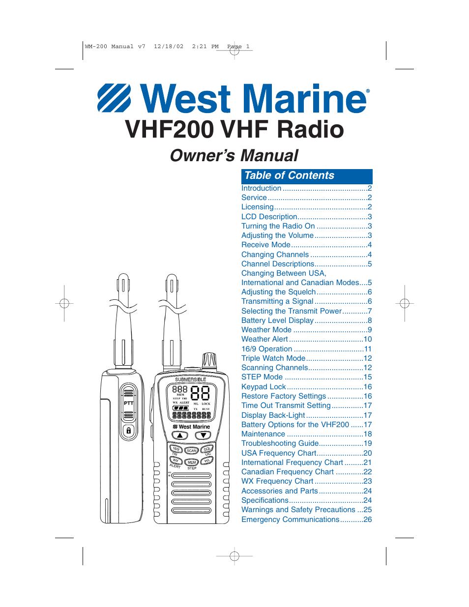 West Marine VHF200 User Manual | 28 pages