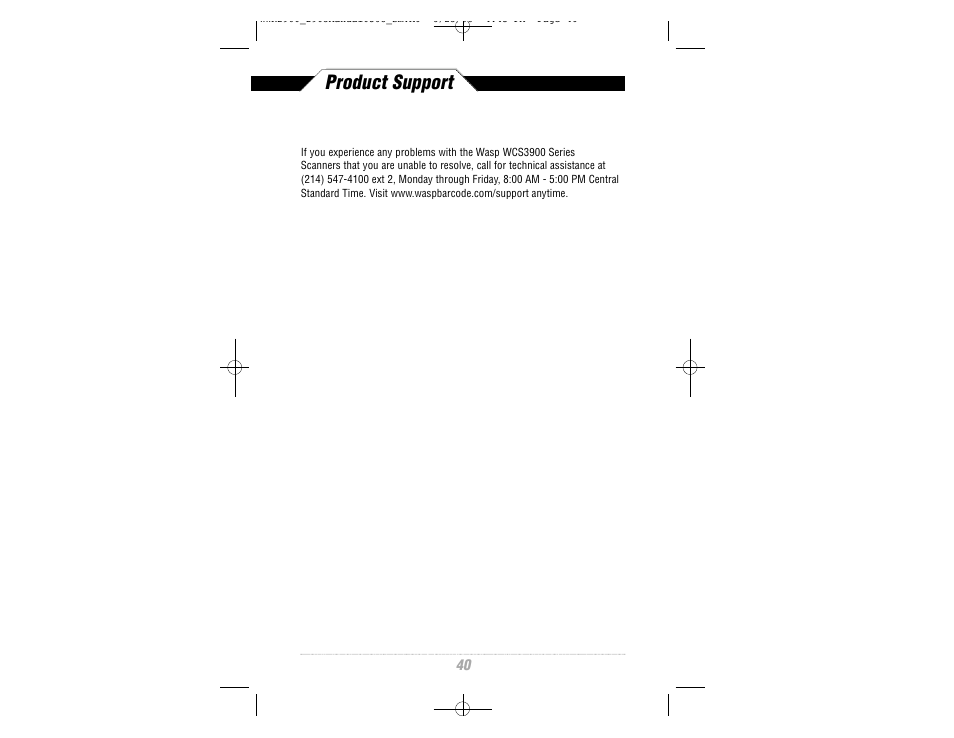 Product support | Wasp Bar Code WWR2900 User Manual | Page 42 / 44