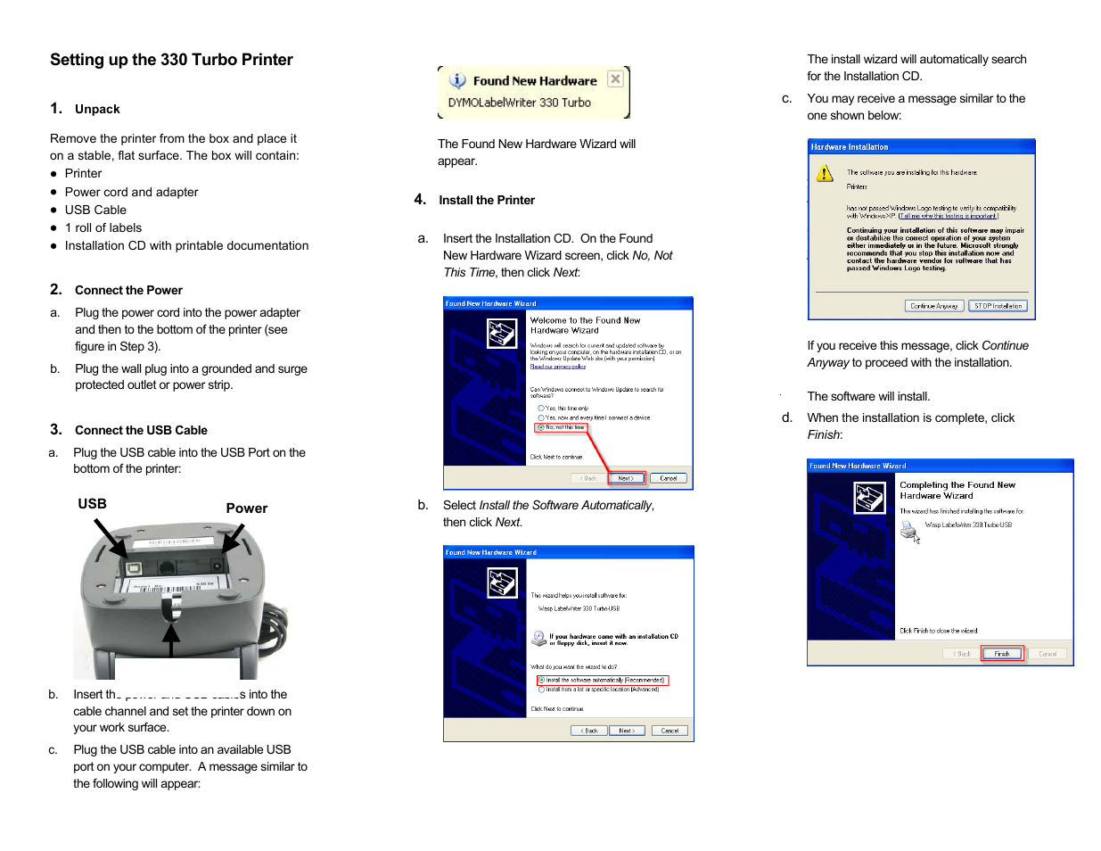 Wasp Bar Code LabelWriter 330 User Manual | Page 2 / 2