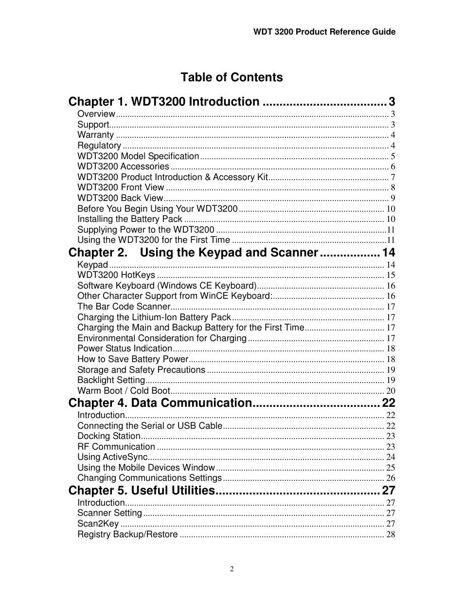 Wasp Bar Code WDT3200 User Manual | Page 2 / 28