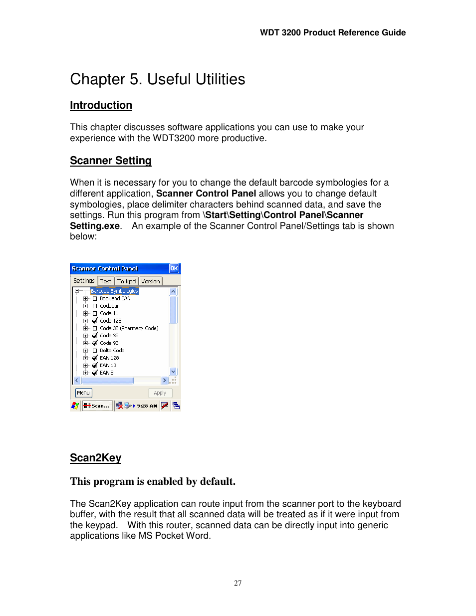 Chapter 5. useful utilities | Wasp Bar Code WDT3200 User Manual | Page 27 / 28