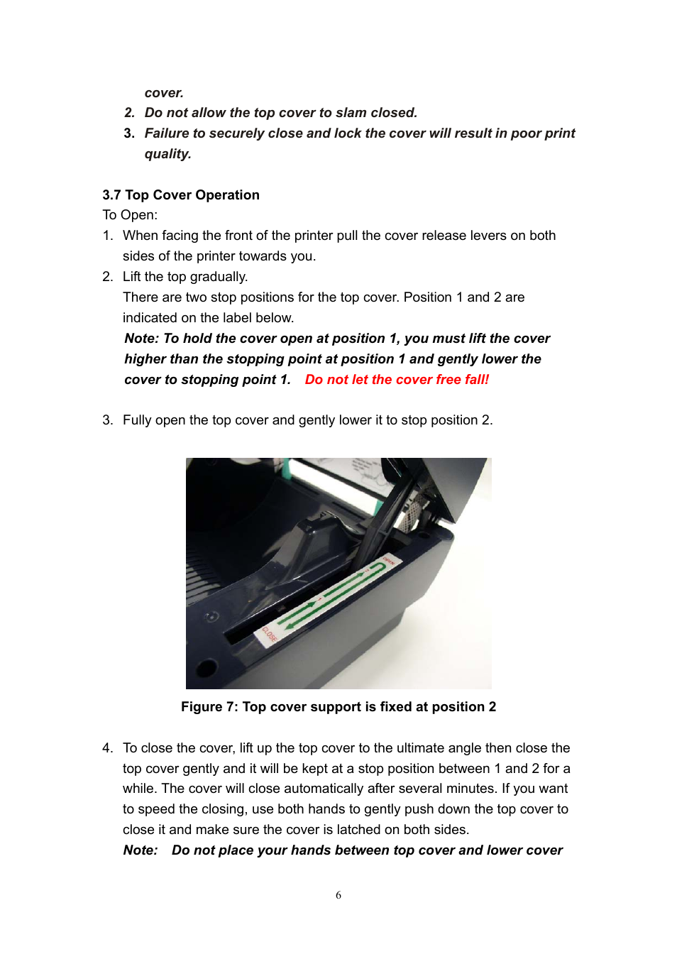 7 top cover operation | Wasp Bar Code Wasp WPL305 User Manual | Page 8 / 18