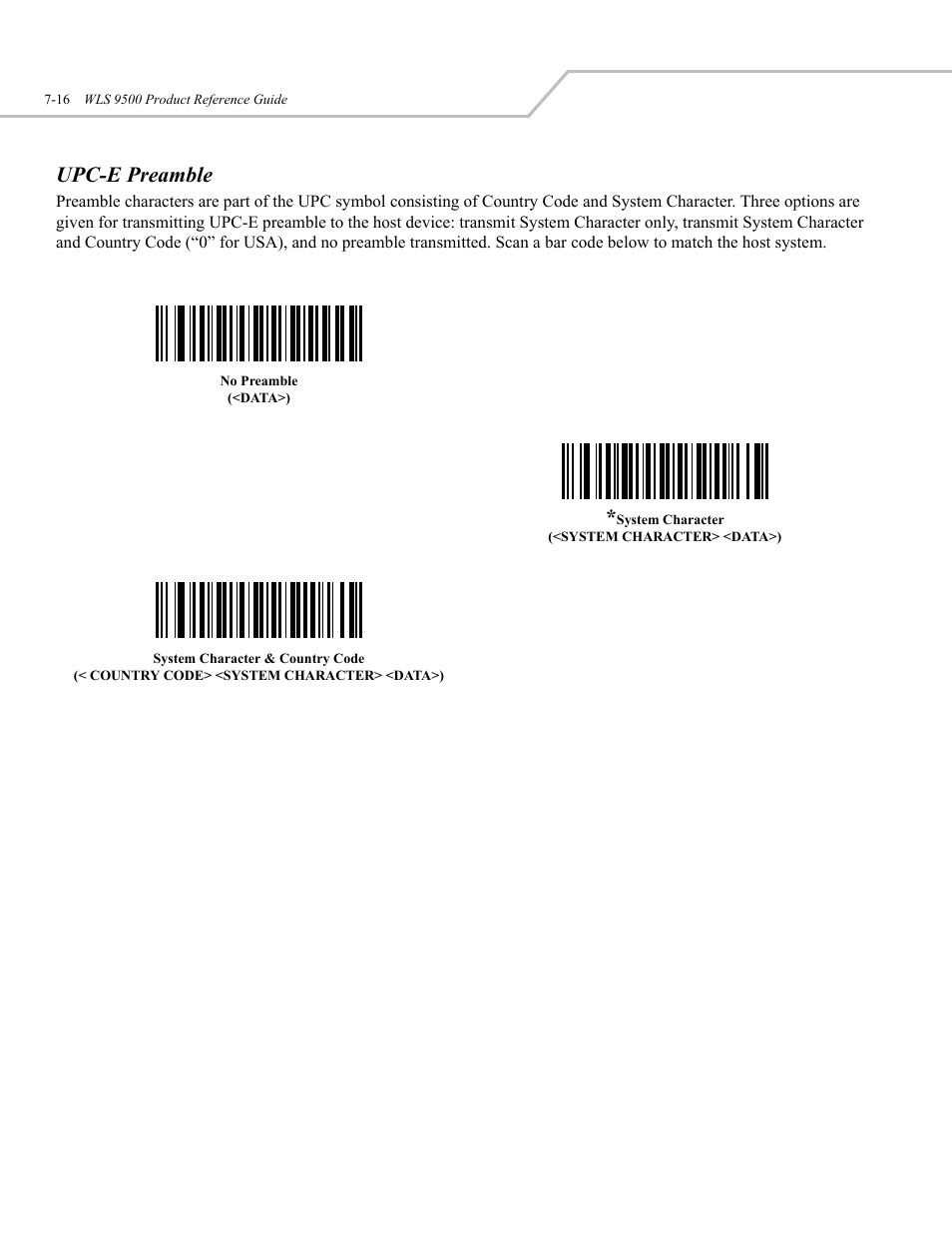 Upc-e preamble | Wasp Bar Code WLS 9500 User Manual | Page 104 / 189