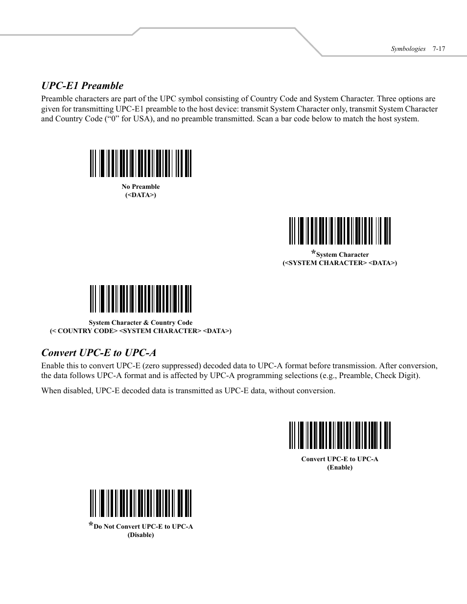 Upc-e1 preamble, Convert upc-e to upc-a | Wasp Bar Code WLS 9500 User Manual | Page 105 / 189