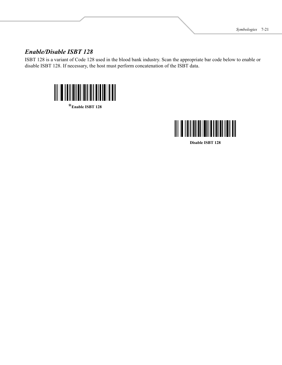 Enable/disable isbt 128 | Wasp Bar Code WLS 9500 User Manual | Page 109 / 189