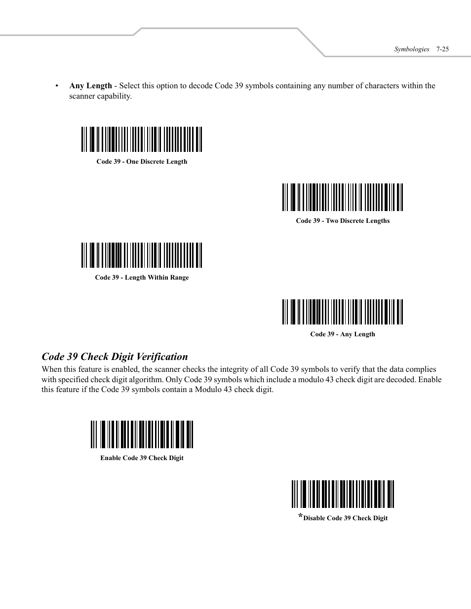 Code 39 check digit verification | Wasp Bar Code WLS 9500 User Manual | Page 113 / 189