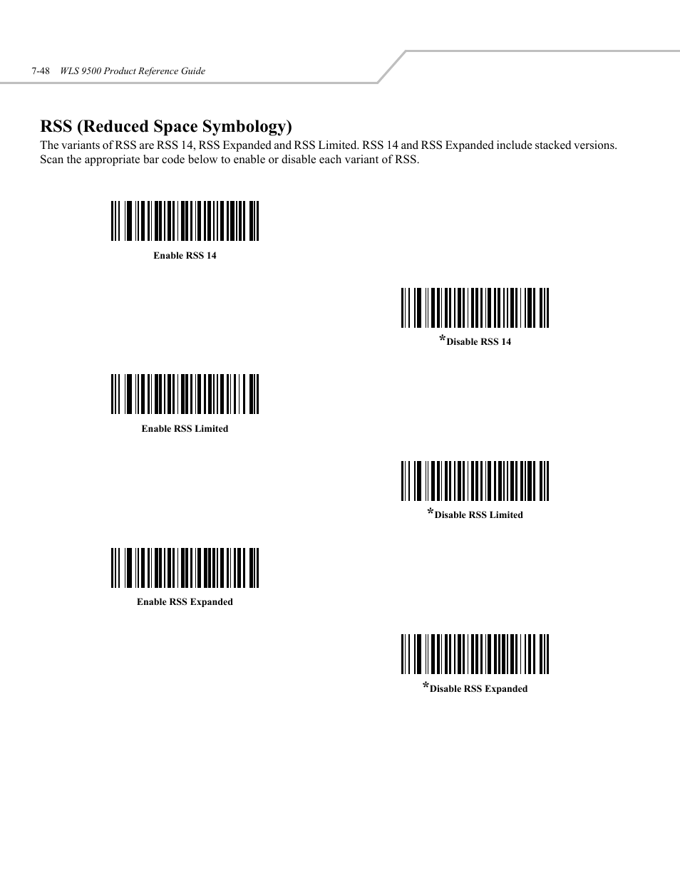 Rss (reduced space symbology) | Wasp Bar Code WLS 9500 User Manual | Page 136 / 189