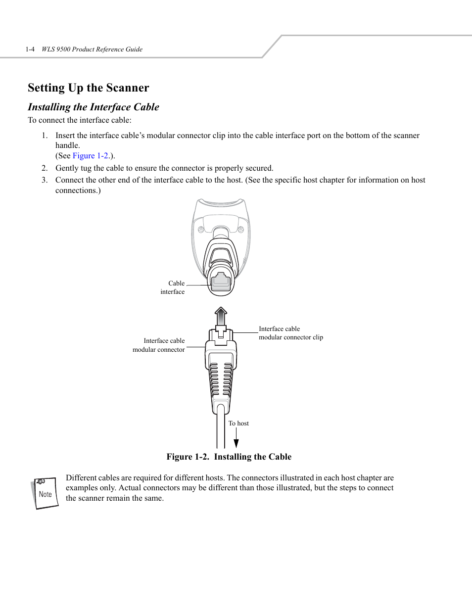 Setting up the scanner, Scanning, Installing the interface cable | Wasp Bar Code WLS 9500 User Manual | Page 18 / 189