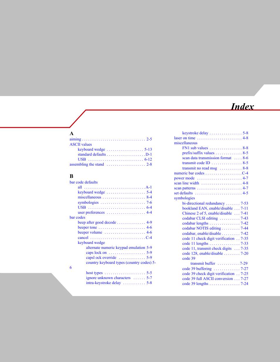 Index | Wasp Bar Code WLS 9500 User Manual | Page 187 / 189