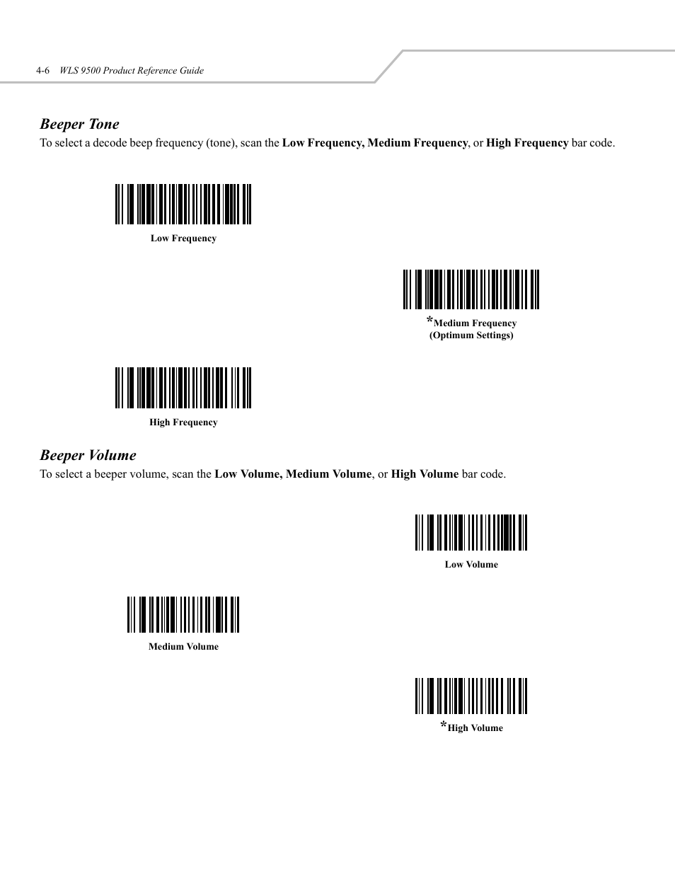 Beeper tone, Beeper volume | Wasp Bar Code WLS 9500 User Manual | Page 42 / 189