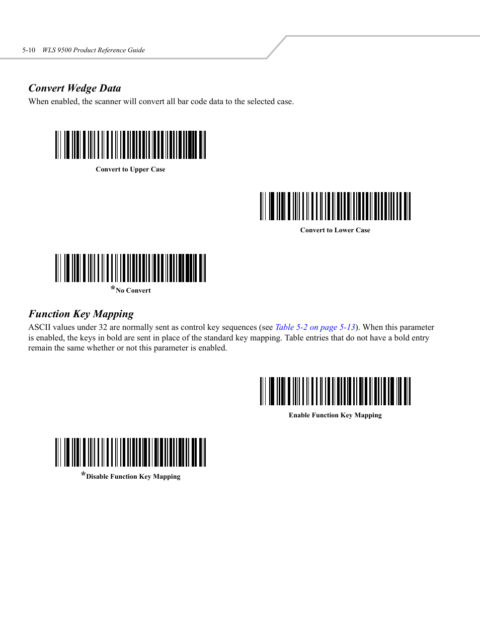 Convert wedge data, Function key mapping | Wasp Bar Code WLS 9500 User Manual | Page 56 / 189