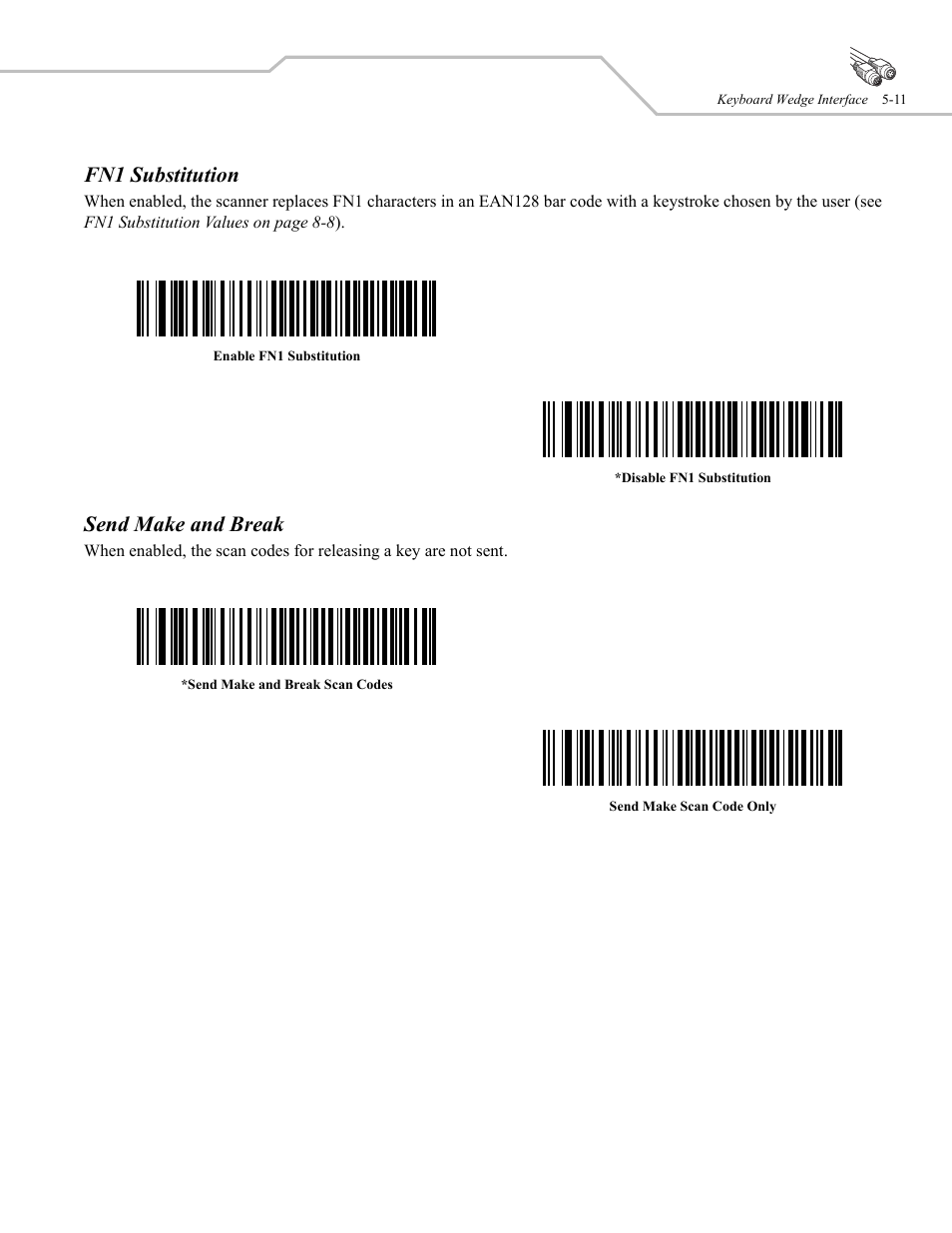 Fn1 substitution, Send make and break | Wasp Bar Code WLS 9500 User Manual | Page 57 / 189