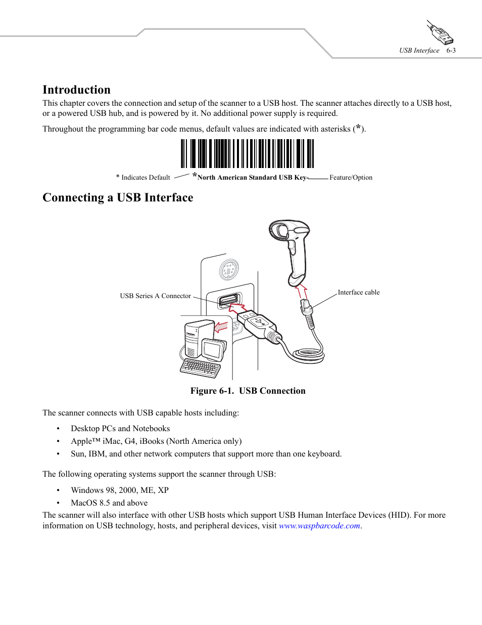 Introduction, Connecting a usb interface | Wasp Bar Code WLS 9500 User Manual | Page 71 / 189